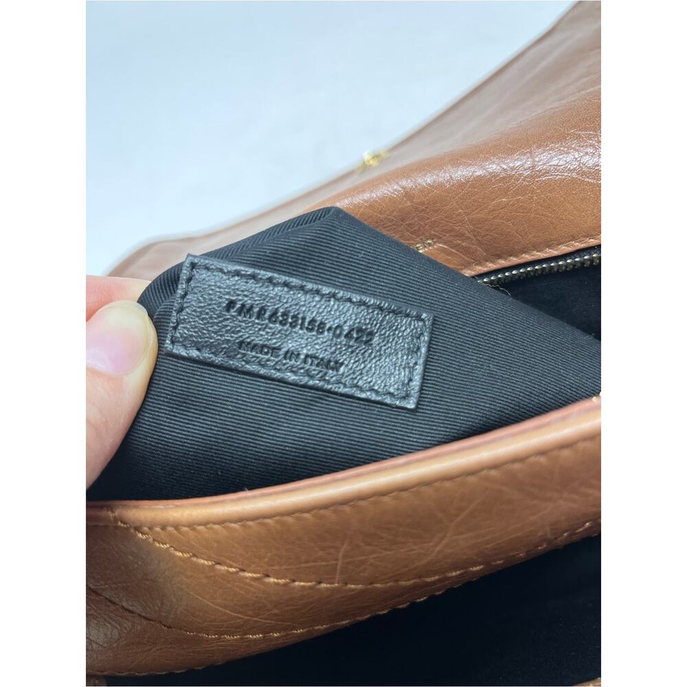 NEW Saint Laurent Medium Niki Vintage Leather Light Caramel YSL Logo Chevron - Picture 8 of 9
